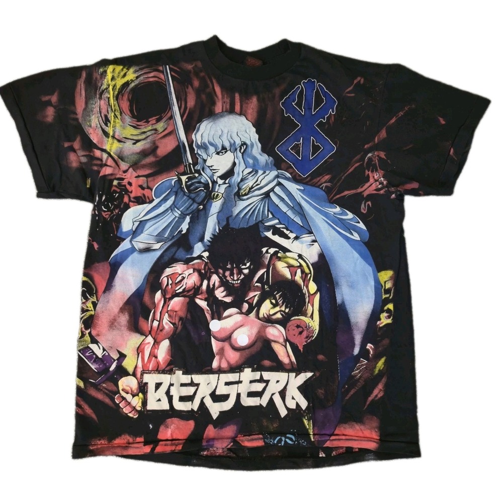 Berserk Anime All Over Print T Shirt Black Size Large Single Stitch AOP Manga